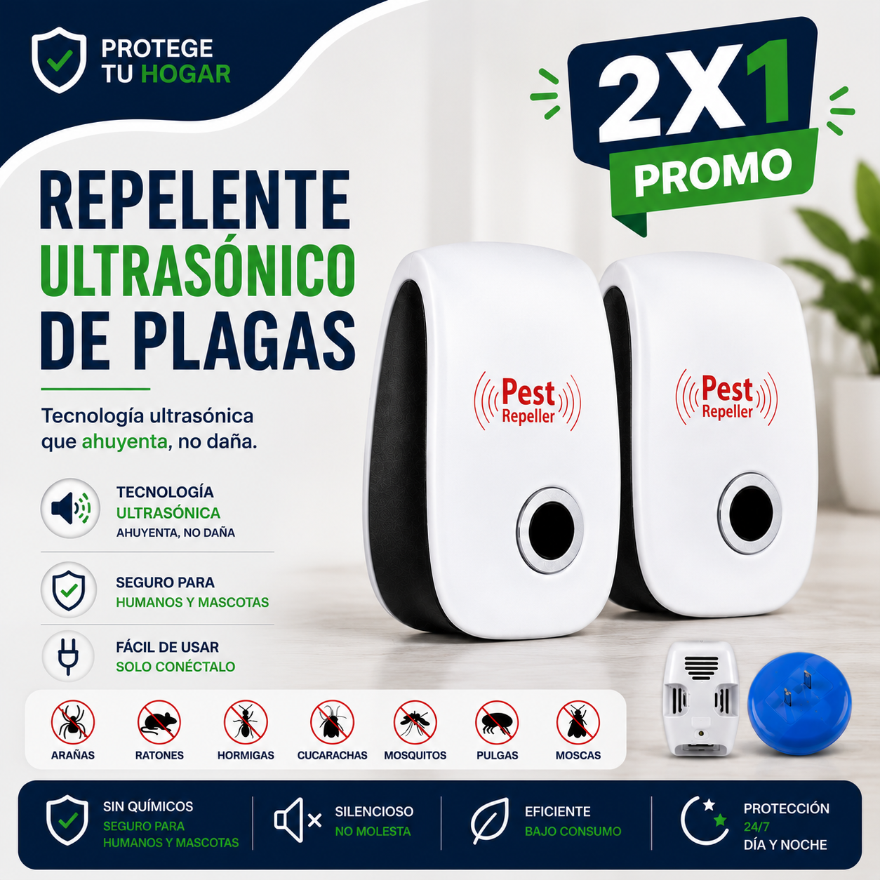 Repelente ultrasonico de plagas - 2x1 SOLO HOY