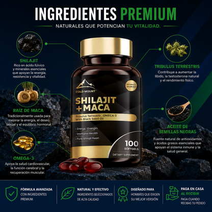 Shilajit + Maca 100 Capsulas | 3X2 solo HOY